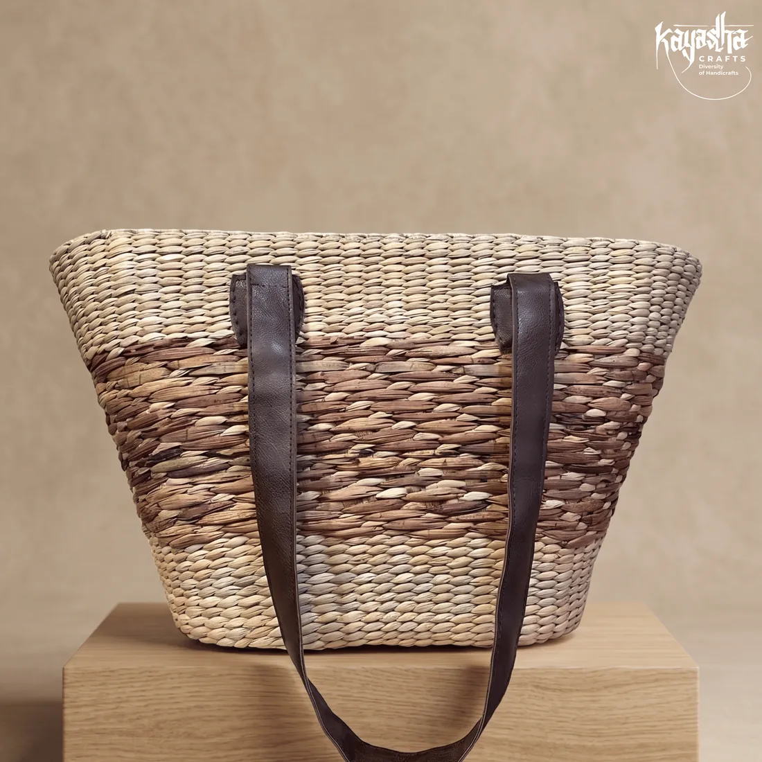 Mocha woven basket tote