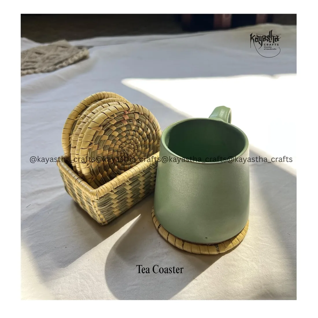 Set of six woven coasters