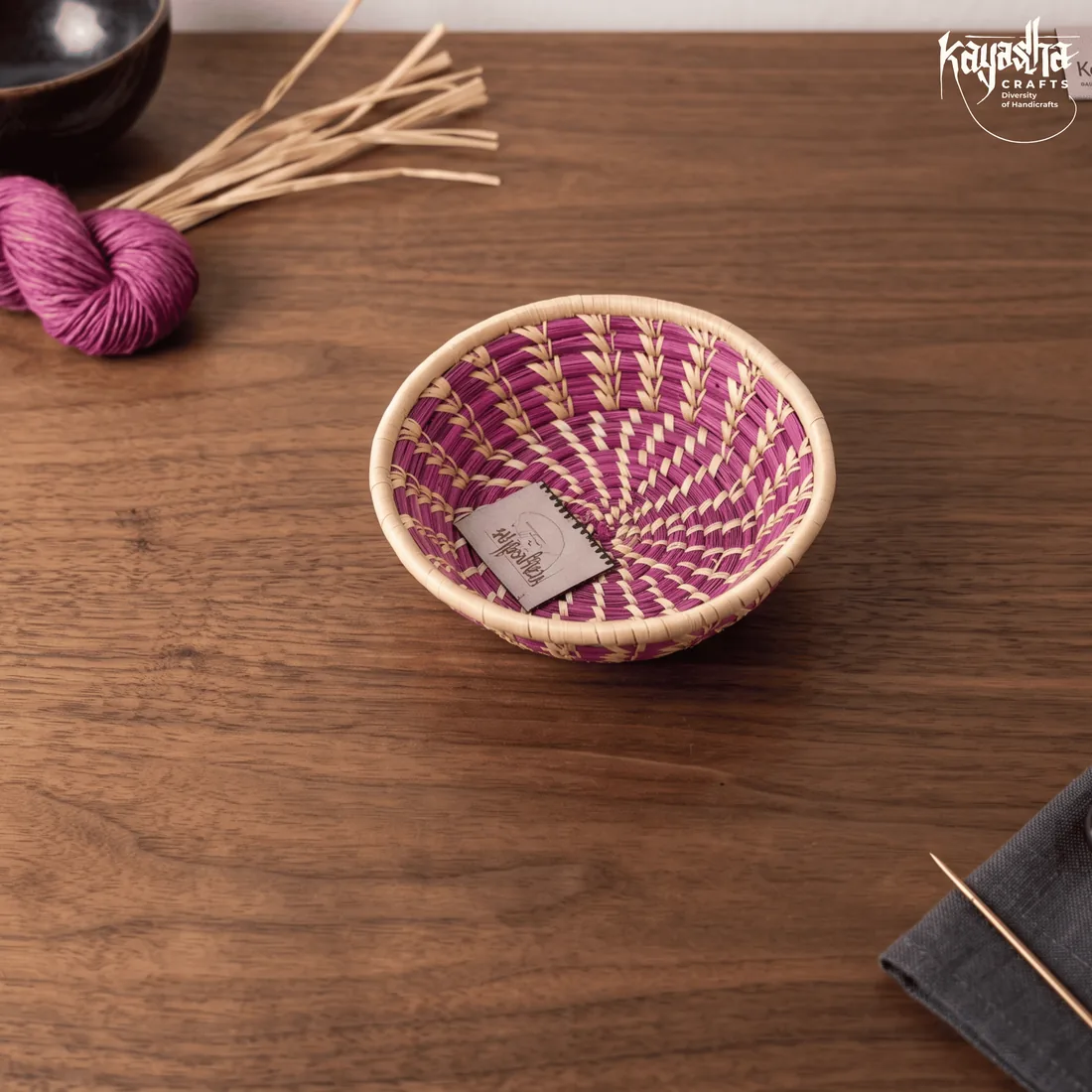 Small woven elephant grass basket