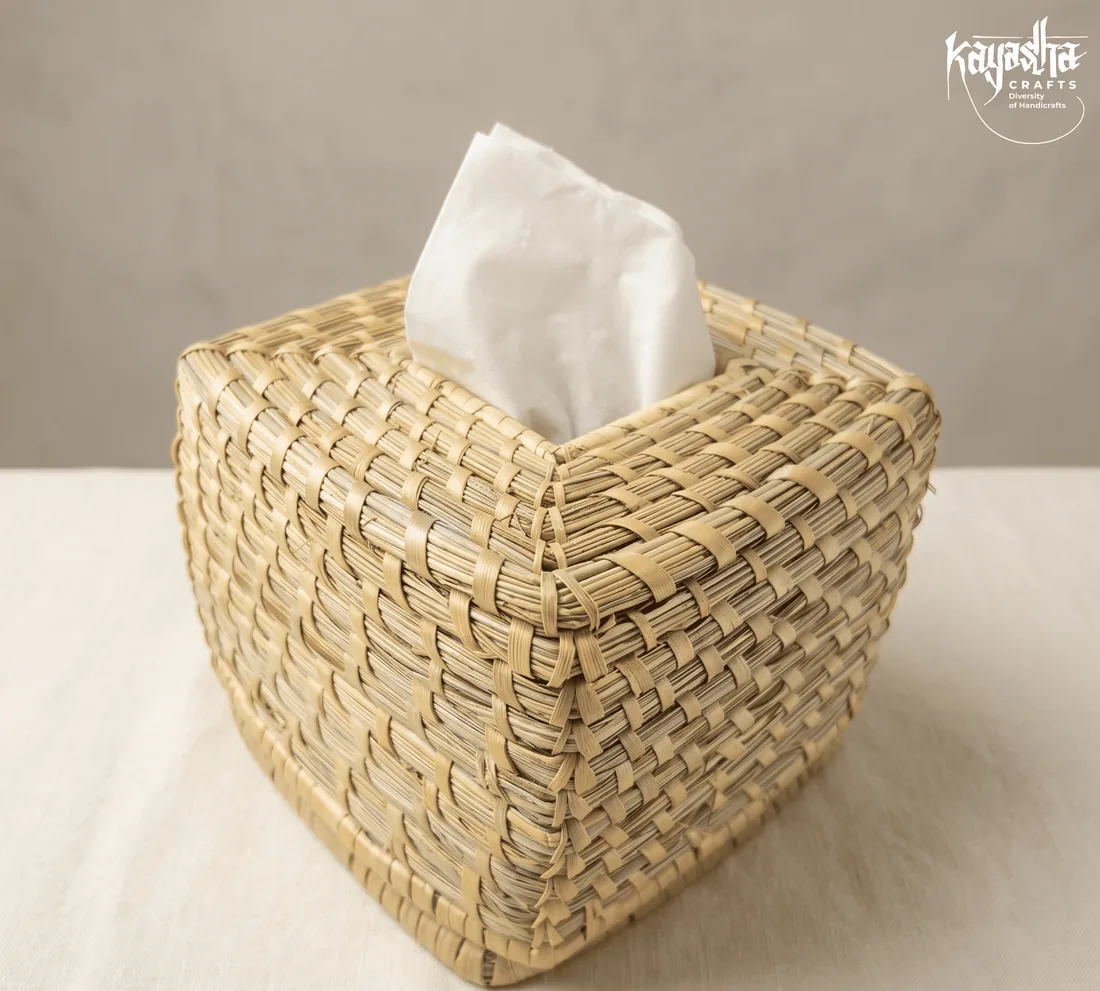 Woven tissue box cover