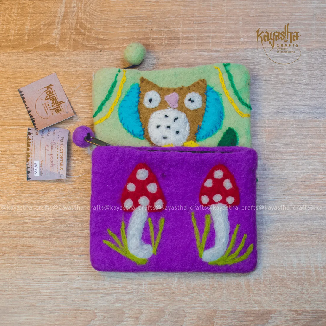 Felt owl pocket purse