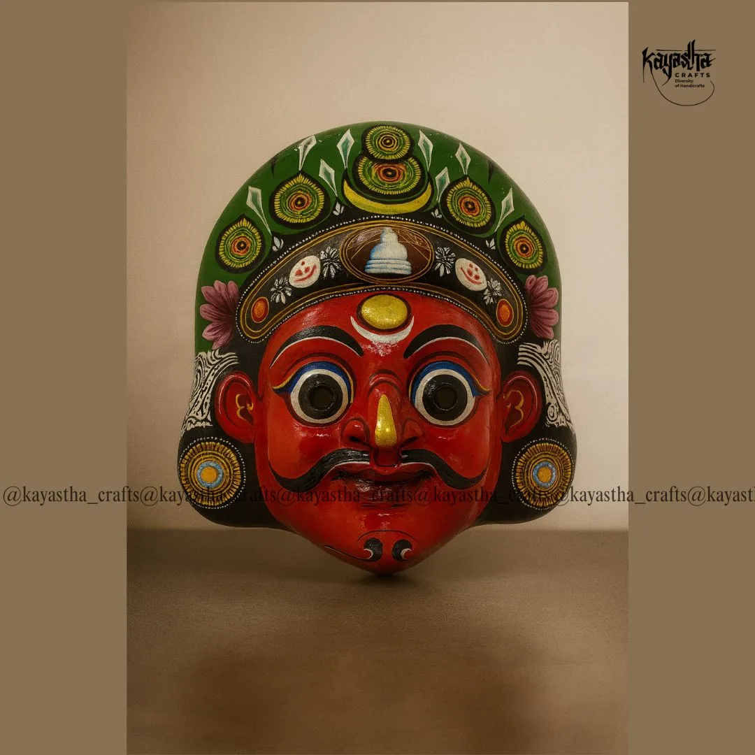 Bhimsen mask, hand-painted traditional Nepali deity mask
