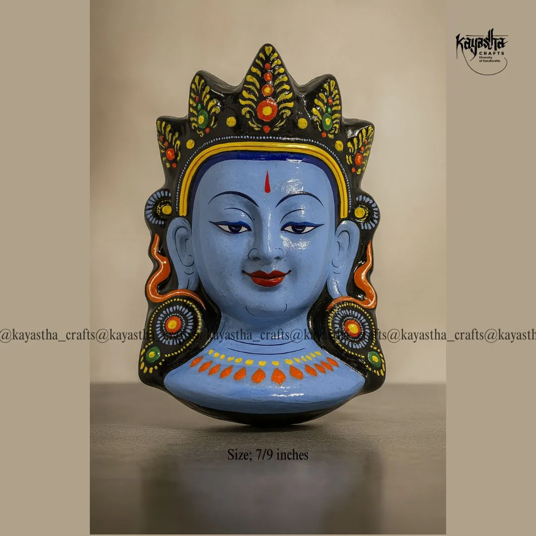 Blue Tara mask, hand-painted traditional Nepali mask