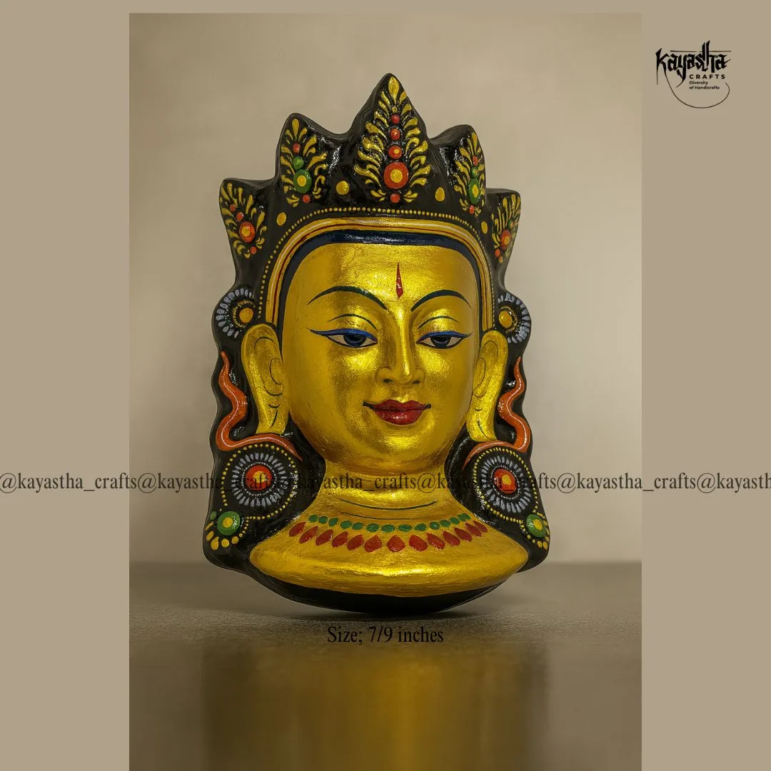 Golden Tara mask, hand-painted traditional Nepali mask