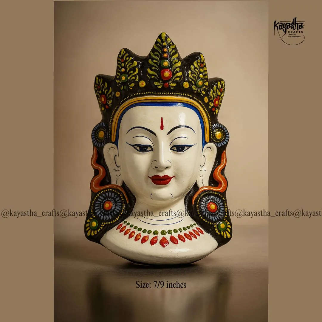 White Tara mask, hand-painted traditional Nepali mask